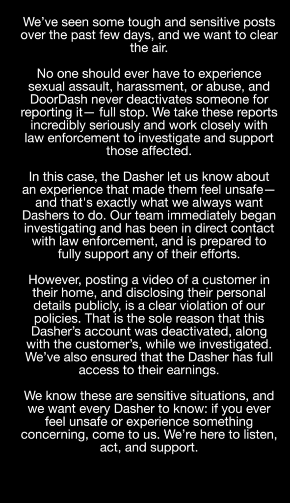 No Instagram, TikTok e muito mais, DoorDash explicou sua resposta à controvérsia de Olivia Henderson sobre DoorDash Girl.