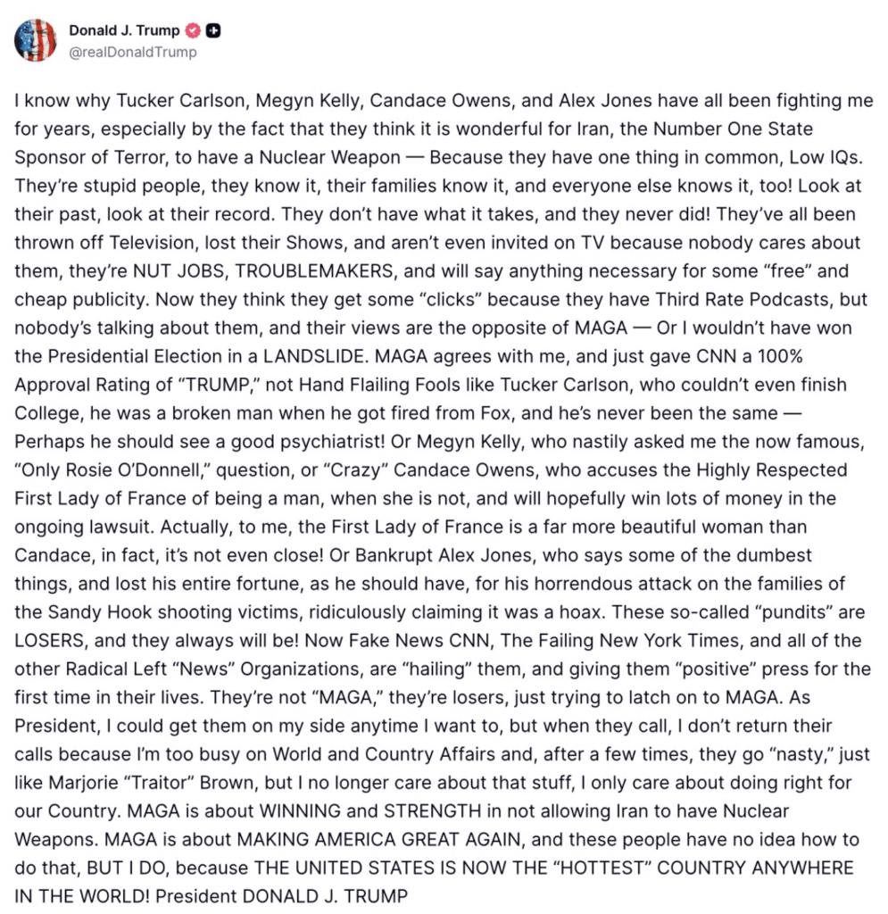 Donald Trump unleashed on his former conservative media allies in a recent rant.