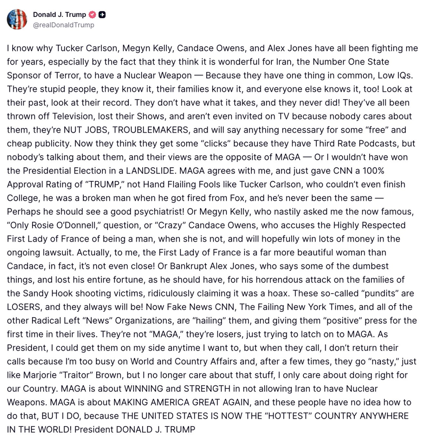 Donald Trump unleashed on his former conservative media allies in his latest speech.